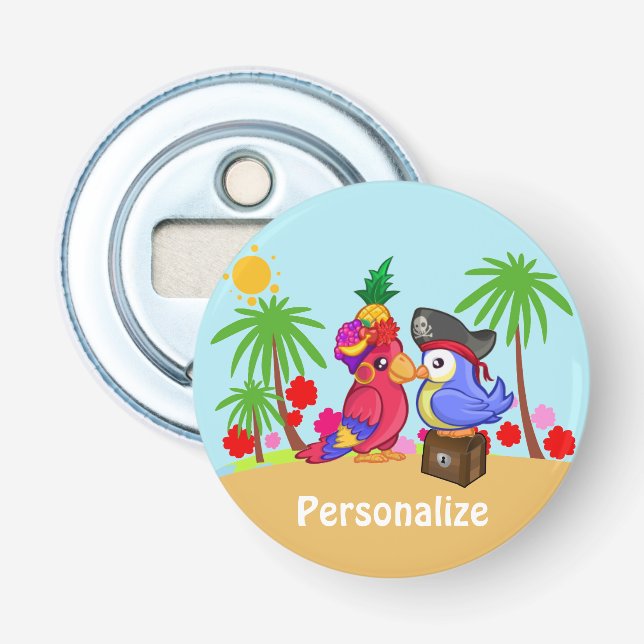 Personlig för Kärlek Tecknad för parrots Treasure Flasköppnare (Framsidan)