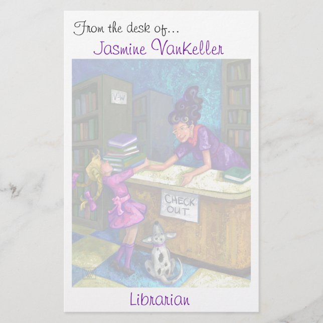 Personlig för konst för bibliotekkontroll ut brevpapper (Framsida)