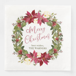 Personlig för krans av Poinsettia jul Pappersservett