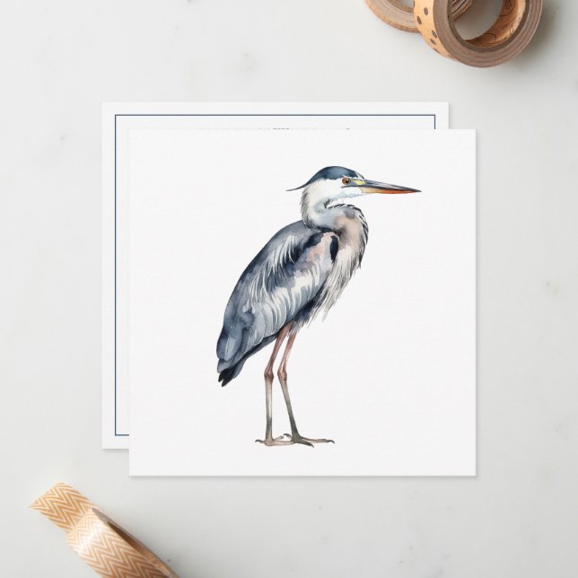 Personlig för kust-Blue-Heron Bird Anteckningskort (Fram/Back In Situ)