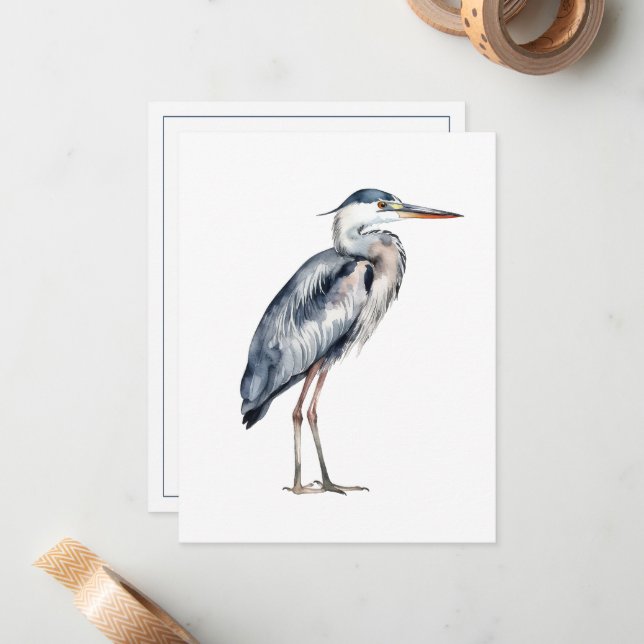 Personlig för kust-Blue-Heron Bird Anteckningskort (Fram/Back In Situ)