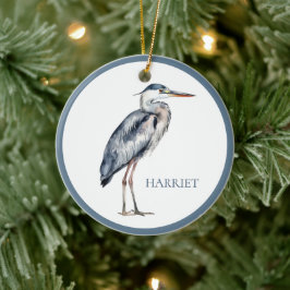 Personlig för kust-Blue-Heron Bird Julgransprydnad Keramik