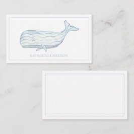 Personlig för kustvattenfärg, blå val anteckningskort