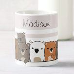Personlig för kute Bears Kaffemugg<br><div class="desc">Förtjusande i dina favoritdrycker med det lovvärda namnet mugg, med en söt björnrad mot en varm brun bakgrund. Perfekt för naturentusiaster och björn älskare, detta högkvalitativa mugg kan vara personlig med vilket namn som helst, skapar det som en unik och hjärtslitande gåva. Vare sig det gäller morgonkaffe, eftermiddagste eller kvällskakao,...</div>