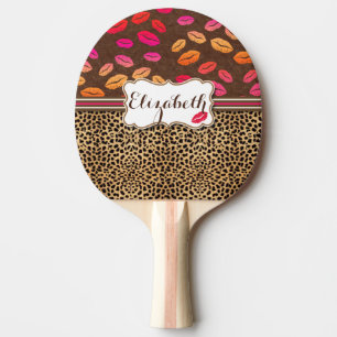 Personlig för kyssar för Leopardtryckläppar Pingisracket