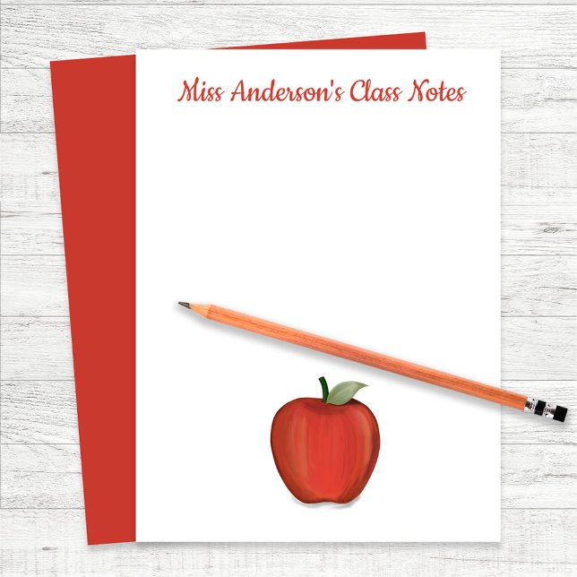Personlig för lärarklassrum brevhuvud (Red apple custom teacher paper sheets. Perfect for any classroom.)