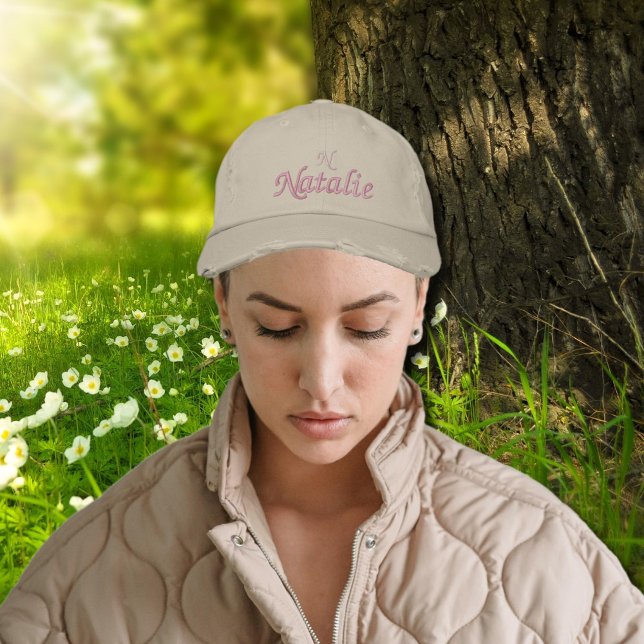 personlig för lätt och mjuk rosa broderad keps (Skapare uppladdad)