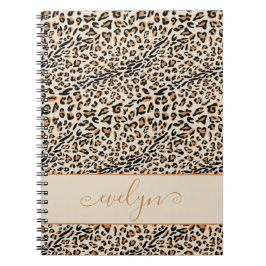 Personlig för leopard Animal Print Cream Black Tan Anteckningsbok