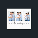 Personlig för LGBT-familjens fotomall Canvastryck<br><div class="desc">Den här designen innehåller tre av dina favoritfoton med texten "familj" nedan i kalligrafiskript för elegant och ditt namn och datum under #art #wallart #canvas #canvasart #walldecor #home #homedecor #foto #foto #family #familj #lgbt #pride#gay #lesbisk #lgbtfamily</div>