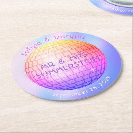 Personlig för Lila av Disco Boll Shock rosa Orange Underlägg Papper Rund