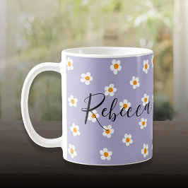 Personlig för Lila i Cute Modern Daisy Mönster Kaffemugg
