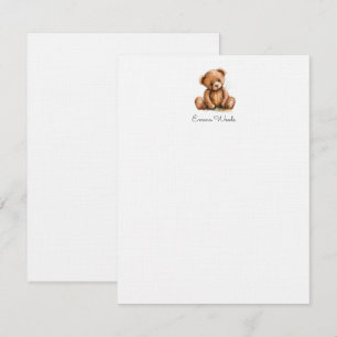 Personlig för liten Nalle med vattenfärg Anteckningskort