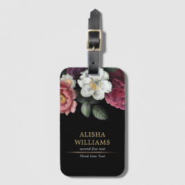 Personlig för Luxury Black Guld Blommigt Business Bagagebricka