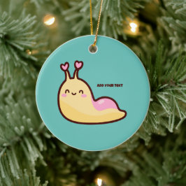 Personlig för Lycklig Cute Slug Julgransprydnad Keramik