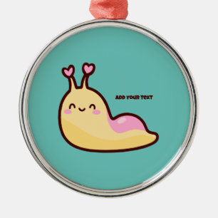 Personlig för Lycklig Cute Slug Julgransprydnad Metall