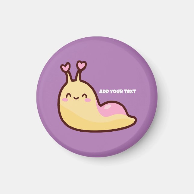 Personlig för Lycklig Cute Slug Magnet (Framsidan)