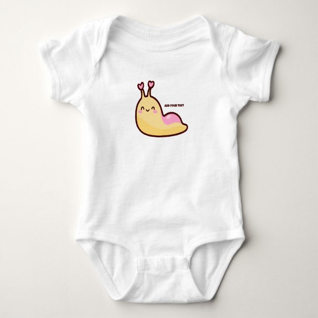 Personlig för Lycklig Cute Slug T Shirt (Framsida)