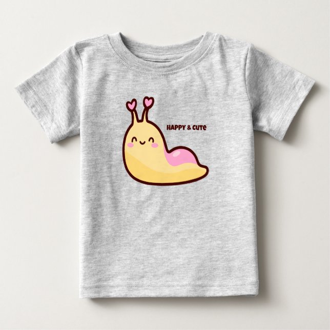 Personlig för Lycklig Cute Slug T Shirt (Framsida)