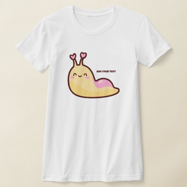 Personlig för Lycklig Cute Slug T Shirt (Laydown)