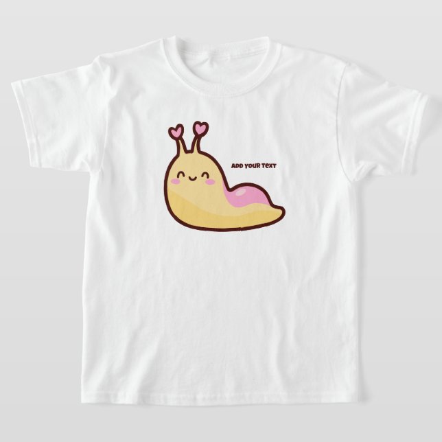 Personlig för Lycklig Cute Slug T Shirt (Laydown)