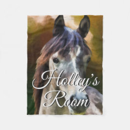 Personlig för målning av Horse Porträtt Fleecefilt
