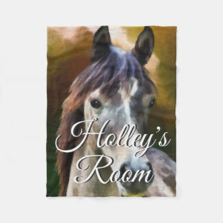 Personlig för målning av Horse Porträtt Fleecefilt