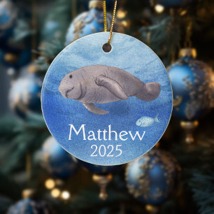 Personlig för Manatee Älskare Julgransprydnad Keramik