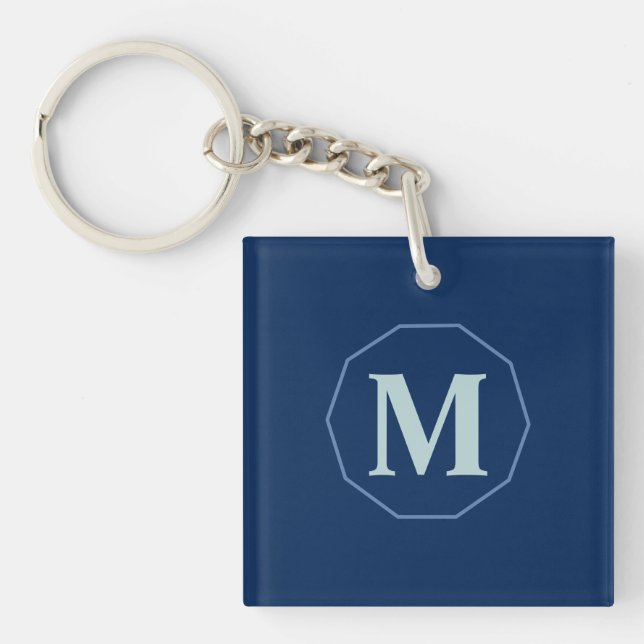 Personlig för marin blå elegant i monogram (Framsidan)