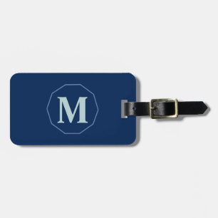 Personlig för marin blå elegant i monogram bagagebricka