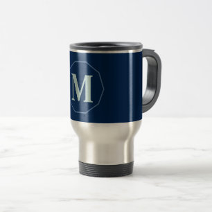 Personlig för marin blå elegant i monogram resemugg