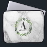 Personlig för marmor- och vattenfärgsblad laptop fodral<br><div class="desc">Utformning av personligen för marmor och vattenfärg. Med utrymme för ditt namn och inledande. En del av en samling.</div>