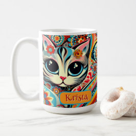 Personlig för mexikansk folkart Abstrakt Kattunge Kaffemugg