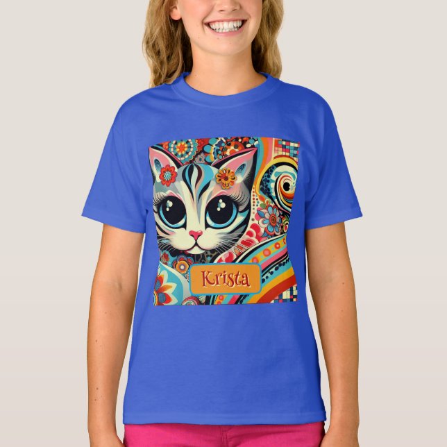 Personlig för mexikansk folkart Abstrakt Kattunge T Shirt (Framsida)