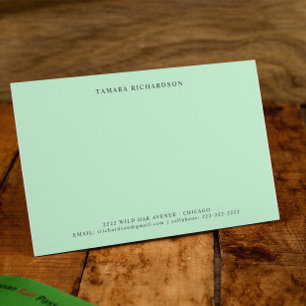 Personlig för minimal Mint-Grönt för elegant Anteckningskort