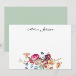 Personlig för mjuk Burgundy-Blommigt Anteckningskort