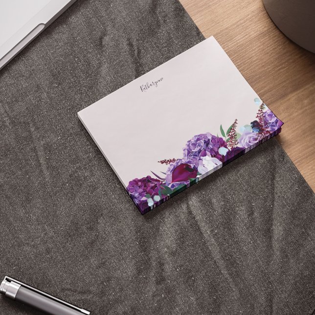 Personlig för modern Lila Blommigt Post-it Block (Purple Floral Custom Post-It Note)