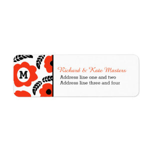 Personlig för modern Orange och röd Blommigt Returadress Etikett