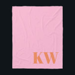Personlig för Modern Rosa Orange Monogram Initiale Fleecefilt<br><div class="desc">Modern Rosa Orange Monogram Initialer Personlig Fleece Blanket</div>
