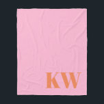 Personlig för Modern Rosa Orange Monogram Initiale Fleecefilt<br><div class="desc">Modern Rosa Orange Monogram Initialer Personlig Fleece Blanket</div>