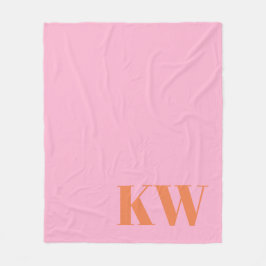 Personlig för Modern Rosa Orange Monogram Initiale Fleecefilt