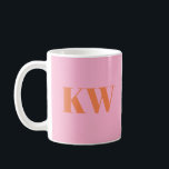 Personlig för Modern Rosa Orange Monogram Initiale Kaffemugg<br><div class="desc">Modern Rosa Orange Monogram Initialer Personlig Coffee Mugg</div>