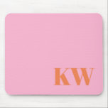 Personlig för Modern Rosa Orange Monogram Initiale Musmatta<br><div class="desc">Modern Rosa Orange Monogram Initialer Personlig Pad</div>