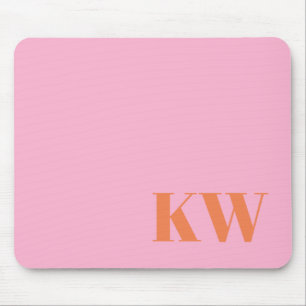 Personlig för Modern Rosa Orange Monogram Initiale Musmatta