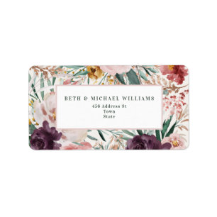 Personlig för modern vattenfärgsblommigt elegant adressetikett