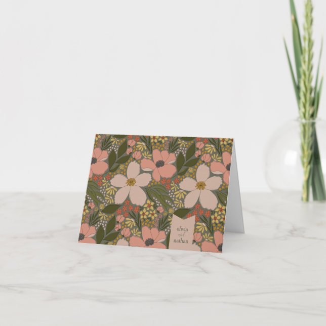 Personlig för Möhippa av elegant Blommigt Tack Kort (Framsida)