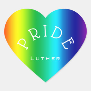 Personlig för Multifärgad av pridets regnbåge Hjärtformat Klistermärke
