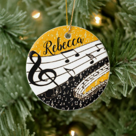 personlig för musiktema i guld julgransprydnad keramik