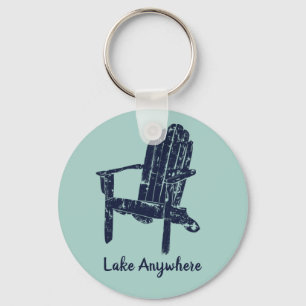 Personlig för Navy Blue och Aqua Adirondack Nyckelring