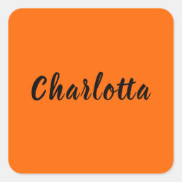 Personlig för Neon Sunset Orange Solid Färg Anpass Fyrkantigt Klistermärke