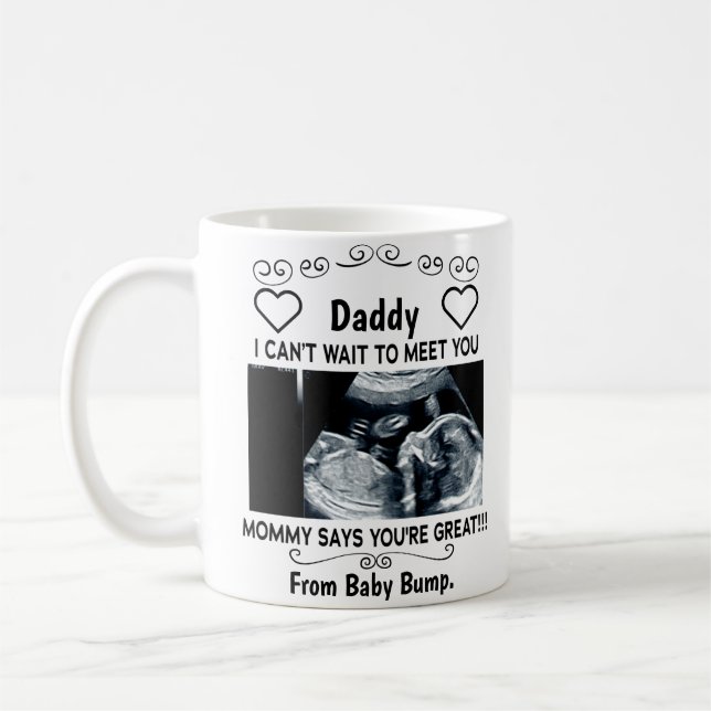 Personlig för Ny pappa från ofödda Baby Kaffemugg (Vänster)